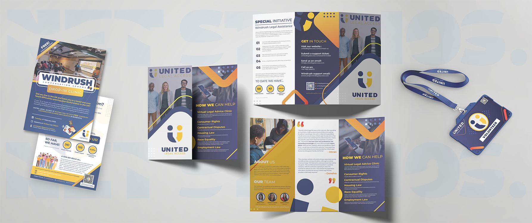 United Legal Access material mockups - The Net Studios